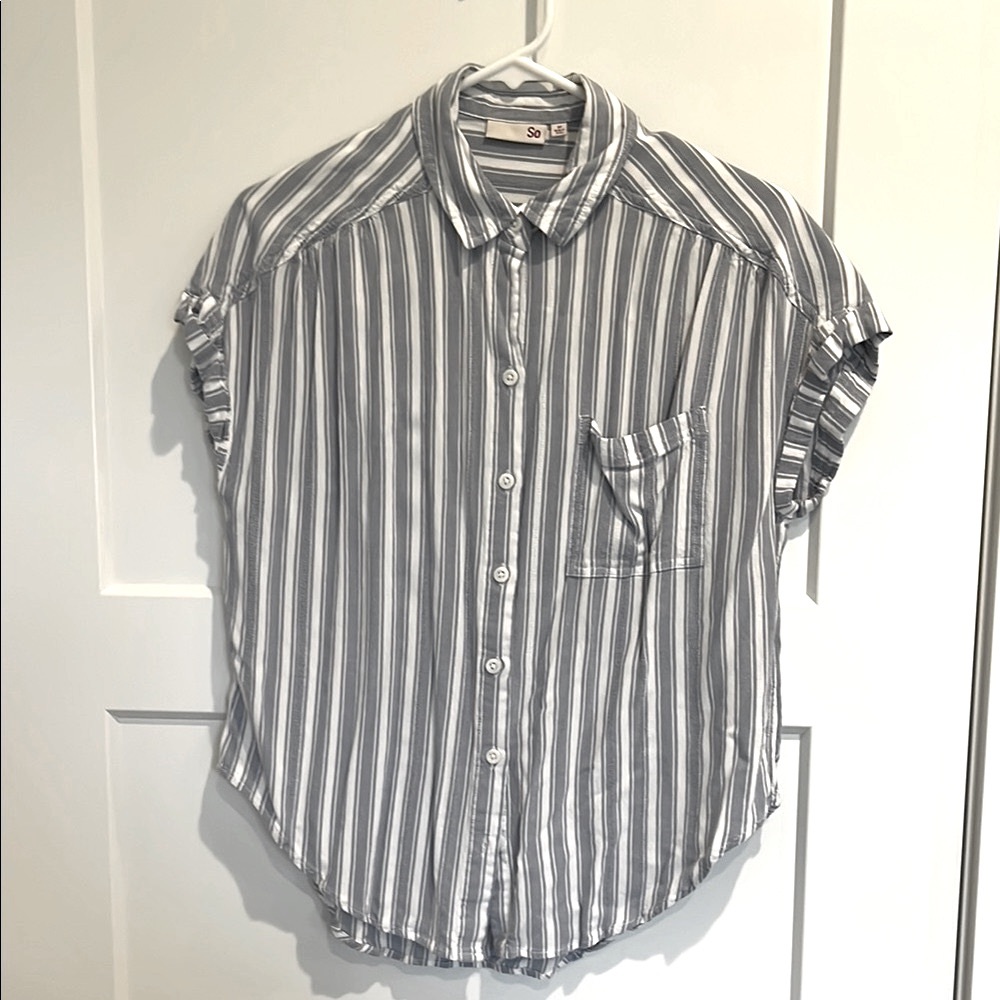 SO Blue and White Striped Button Down Shirt